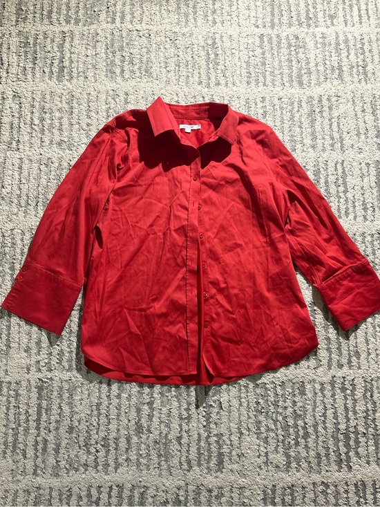 Chico's Tops - Chicos bold red long sleeve button down collared shirt size 14